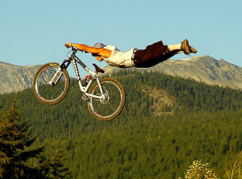 Cyclist jumping 